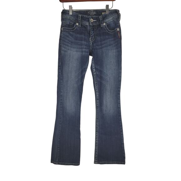 Silver Jeans 27 Womens Dark Wash Low Rise Suki Bootcut Thick Stitch Denim - Picture 1 of 10